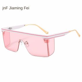 one-piece rimmed sunglasse personality letters Cross border sunglasses Manufacturer direct sales glasses (colour: C3 white frame powder tablet)