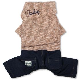 Touchdog Vogue Neck-Wrap Sweater and Denim Pant Outfit (Color: Peach, size: small)